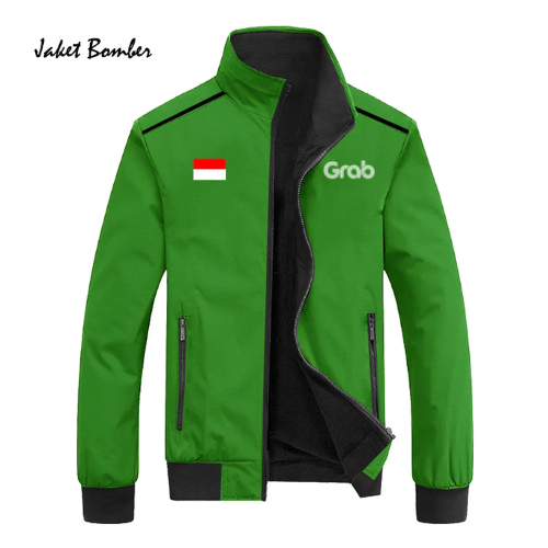 Jaket bomber kasual Driver Terbaru GRB Ojol Taslan Anti Air - Jaket Motor Pria Wanita Bahan Tebal