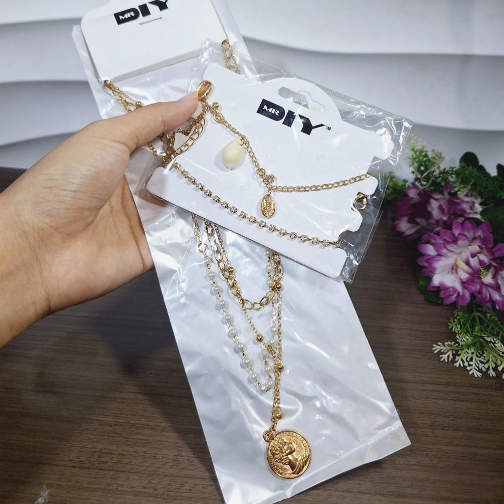 kalung 3 layer + gelang 2pcs mr. diy (NEW)