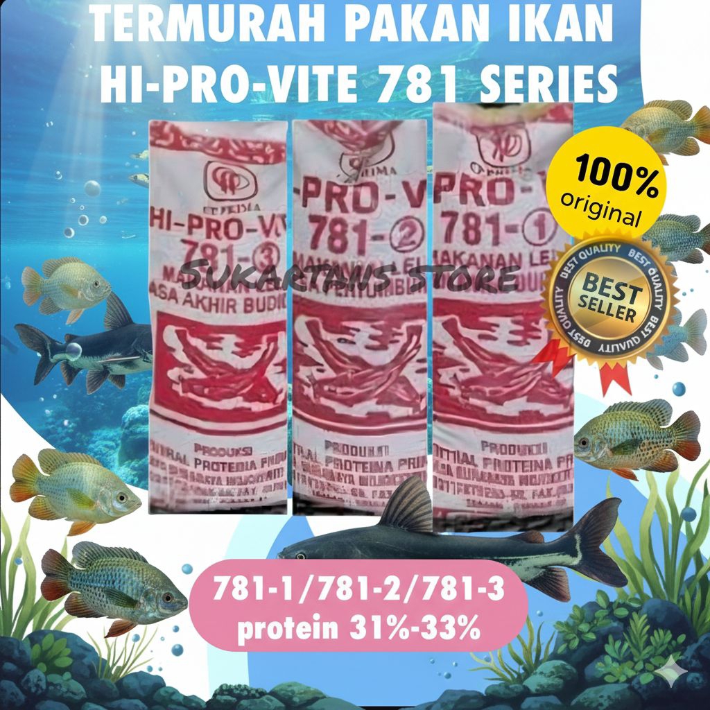 HI-PRO-VITE 781-1/781-2/781-3 PAKAN LELE/PAKAN NILA PATIN GURAME REPACK 500 GRAM