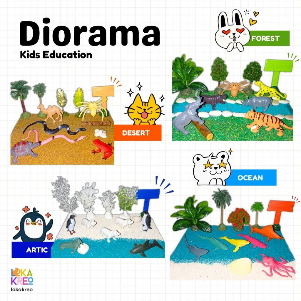 Diorama forest zoo diorama farm diorama ocean  paket diorama tugas sekolah maket diorama hewan hutan