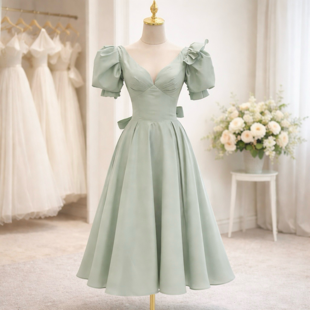 BEVERLY DRESS - Gaun Pesta Wanita Midi A Line V Neck Big Size Jumbo Ukuran Besar, Baju Party Casual 