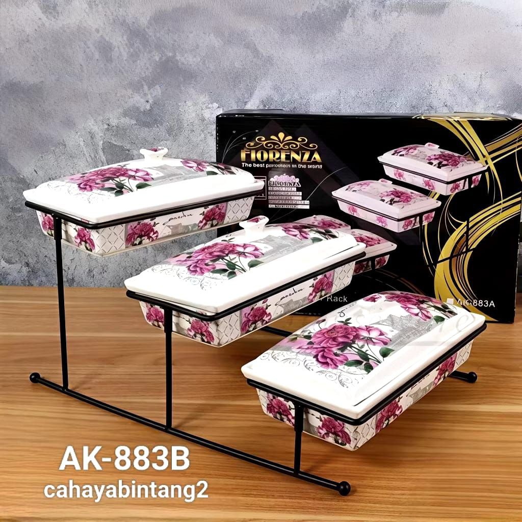 Prasmanan Keramik Segi Bertingkat Fiorenza Set AK-883A & AK-883B (Packing Kayu)