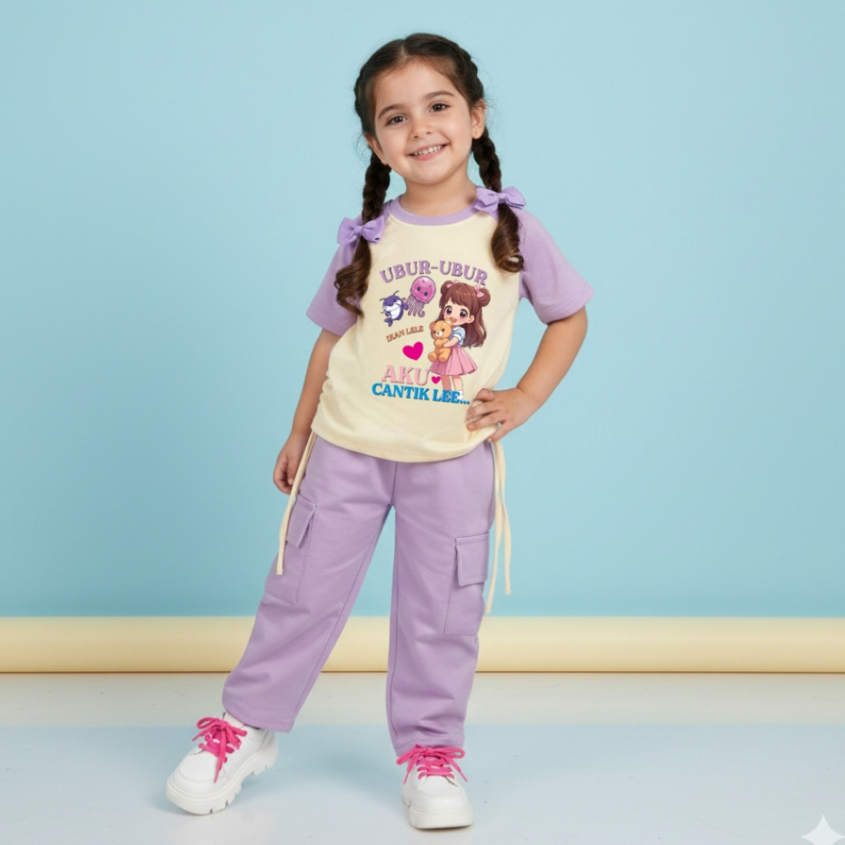 SETELAN BAJU UBUR-UBUR IKAN LELE UMUR 1-8 TAHUN BAJU ANAK PEREMPUAN VIRAL UBUR-UBUR IKAN LELE TERBAR