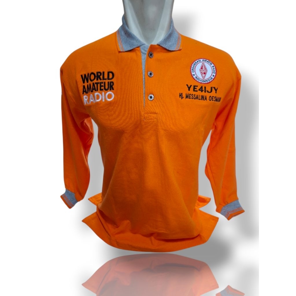 KAOS ORARI PANJANG KOMBINASI OREN ABU ABU