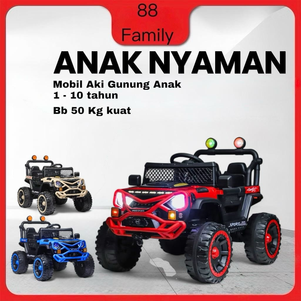 Mainan Mobil Aki JEEP Remote Control bisa di naikkin 2 anak offroad