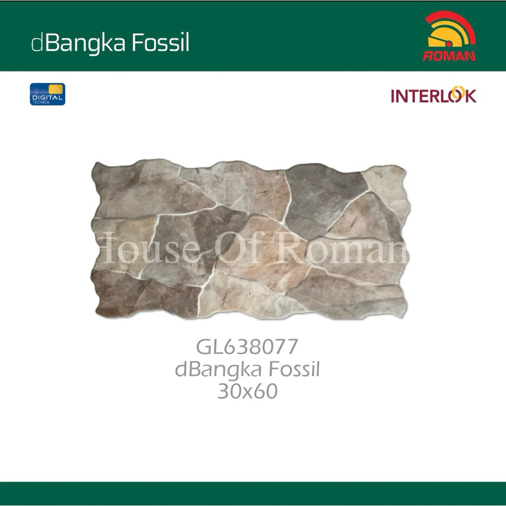 Roman Keramik Interlok dBangka fosil/Keramik Roman Dinding Pagar Motif Batu Alam/Dinding Keramik Int