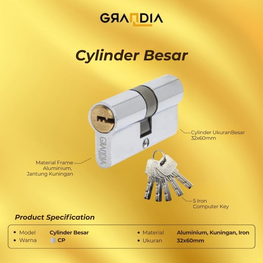 Silinder Kunci Komputer Grandia tanggung dan besar