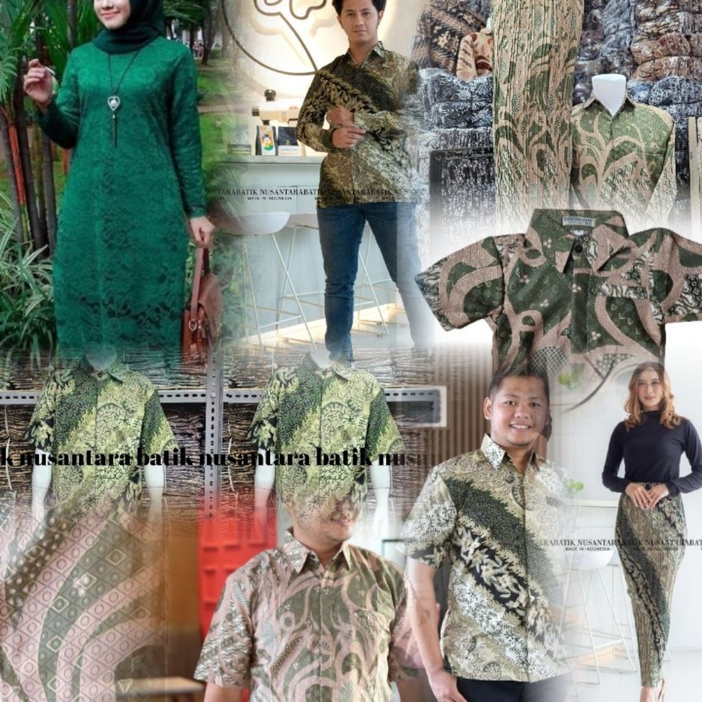 Kain Batik Katun Motif Premium Halus Tidak Menerawang Coklat Merah Sage Green / couple brokat