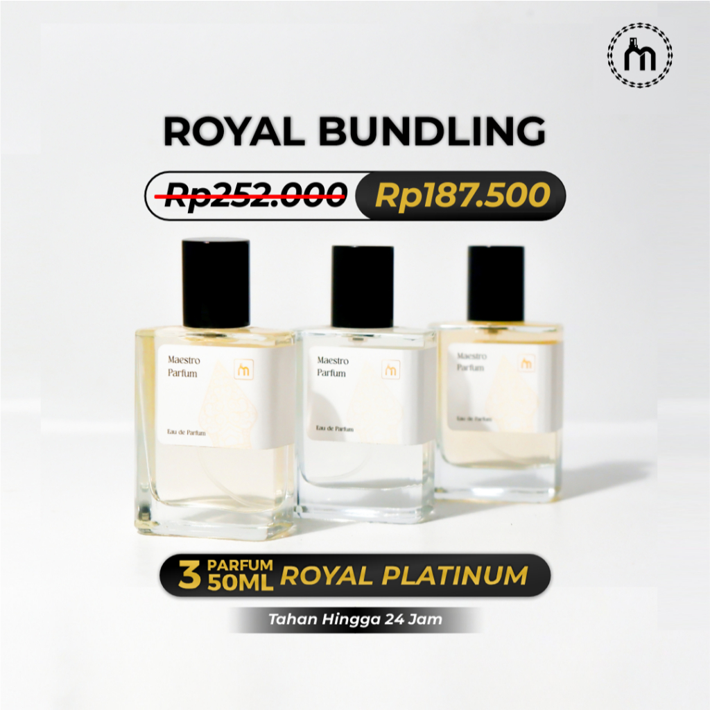 Maestro Parfum Royal Bundling 50 ML 3 PCS Parfum Tahan Lama 24 Jam Bebas Pilih Aroma