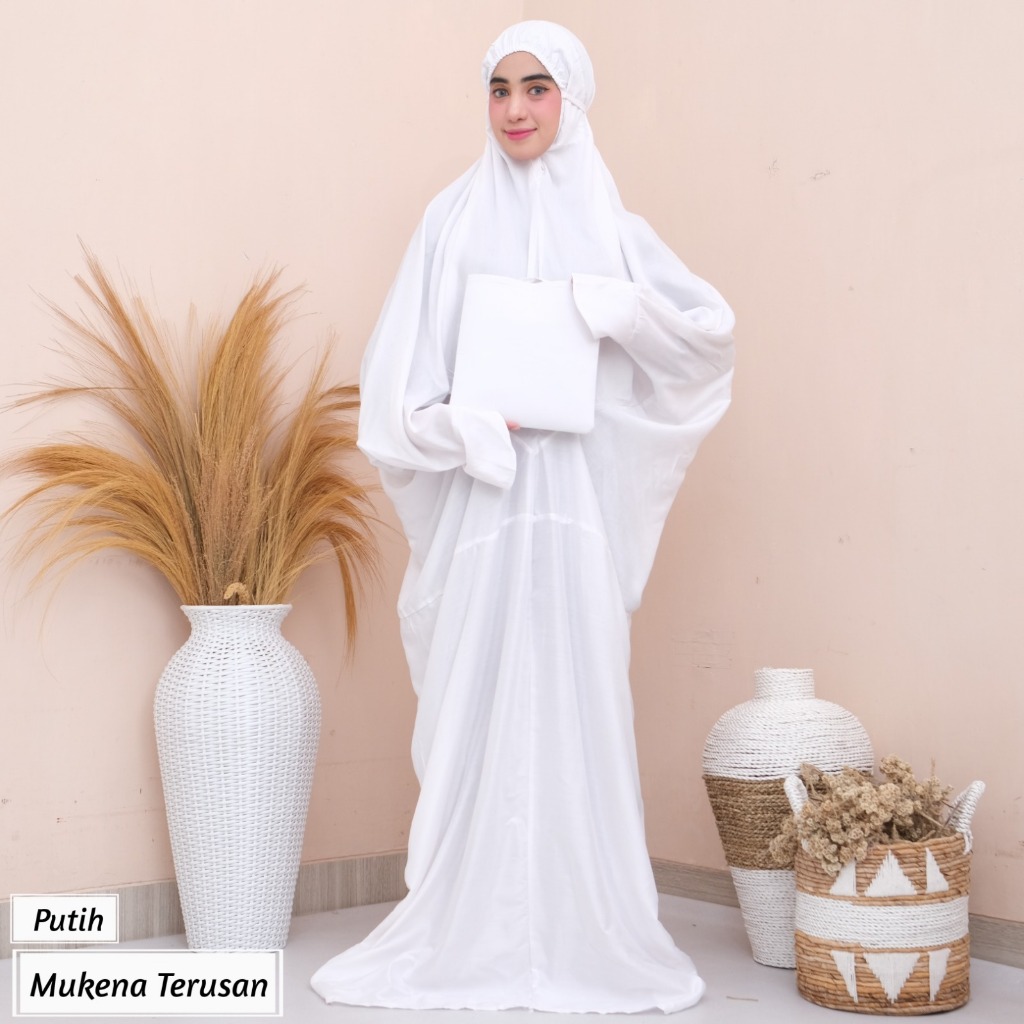 MUKENA TERUSAN POLOS PUTIH | MUKENA STANDART & EXTRA JUMBO | MUKENA BAHAN RAYON PREMIUM