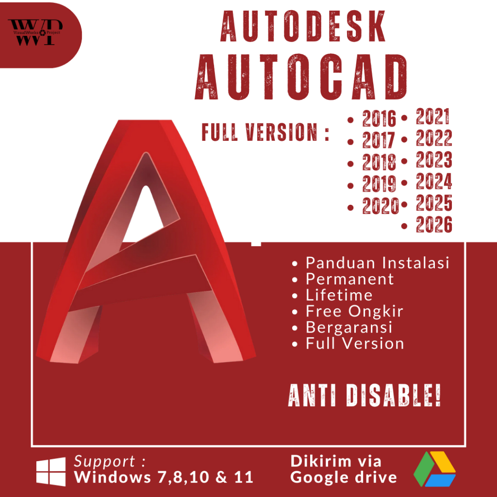 Autodesk AutoCAD Baru/Lama Anti-Disable Full Version 2026 2025 2024 2023 2022 2021 2020 2019 2018 20