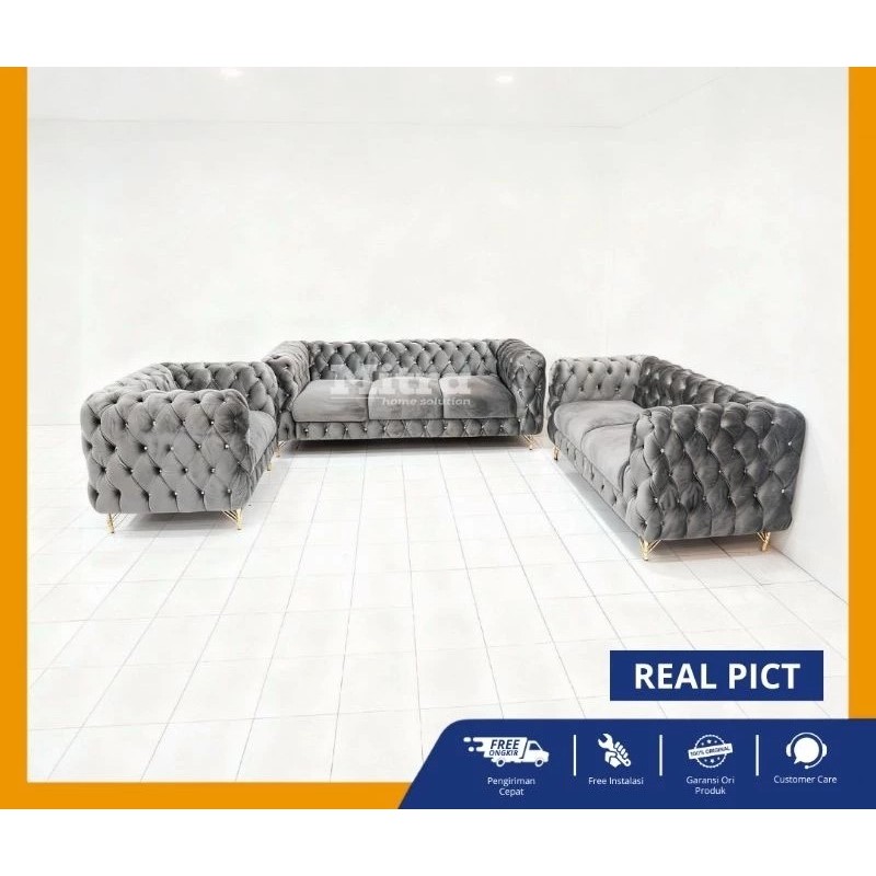 Sofa Ruang Tamu / Sofa Tamu 321 / Sofa Premium Full Kancing 321