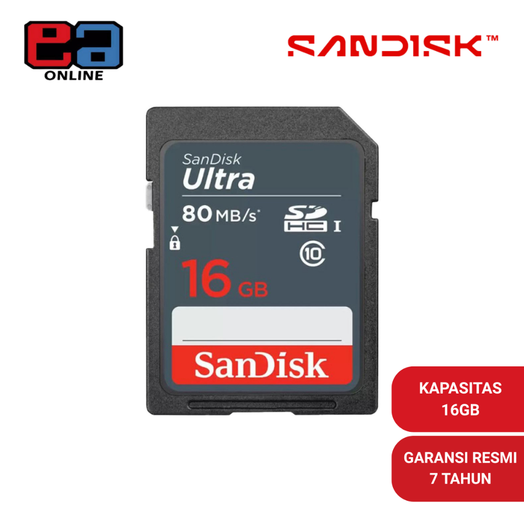 SanDisk SDHC Ultra 16GB UHS-I Class 10 (Up to 80MB/s) - DUNS