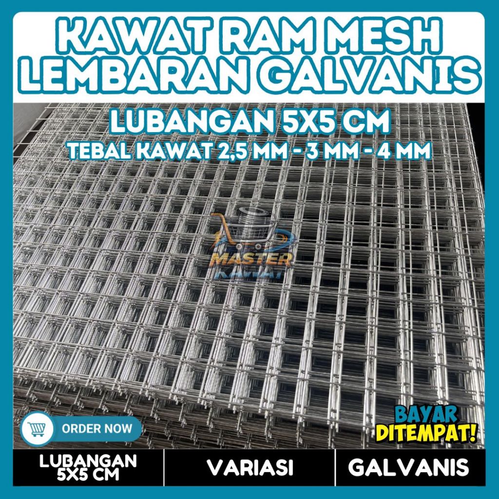 Kawat Ram Mesh Galvanis Lembaran Lubangan 5x5 cm Tebal Kawat 2,5 mm - 3 mm - 4 mm | Best Quality