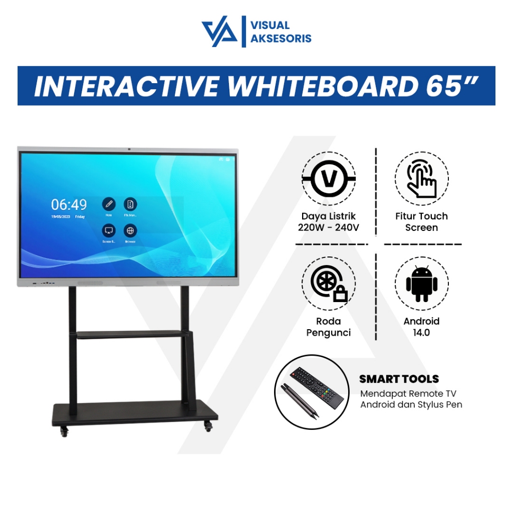 Interactive Whiteboard Touchscreen 65” | Smart TV Edukasi & Presentasi