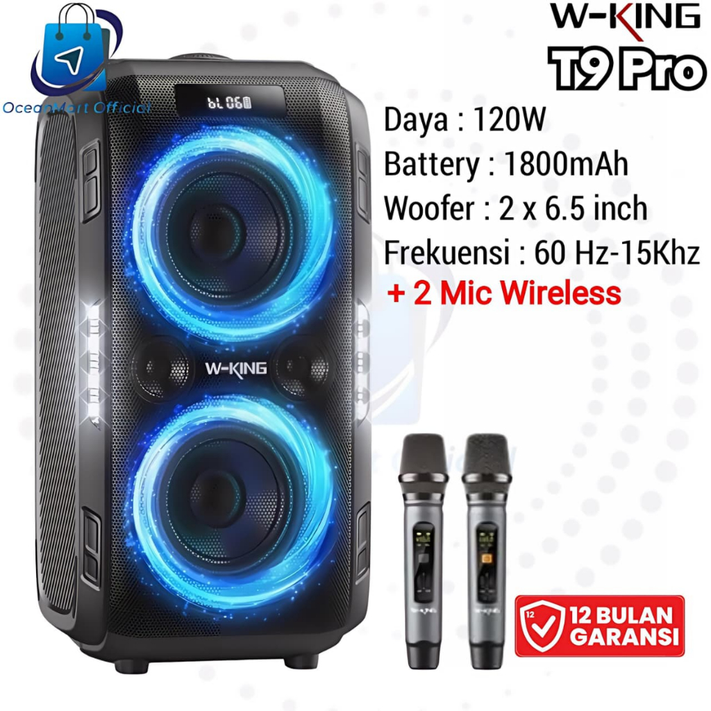 Speaker Bluetooth Karaoke WKING T9 Pro 2 MIC W King Portable Wireless Party Box Speker
