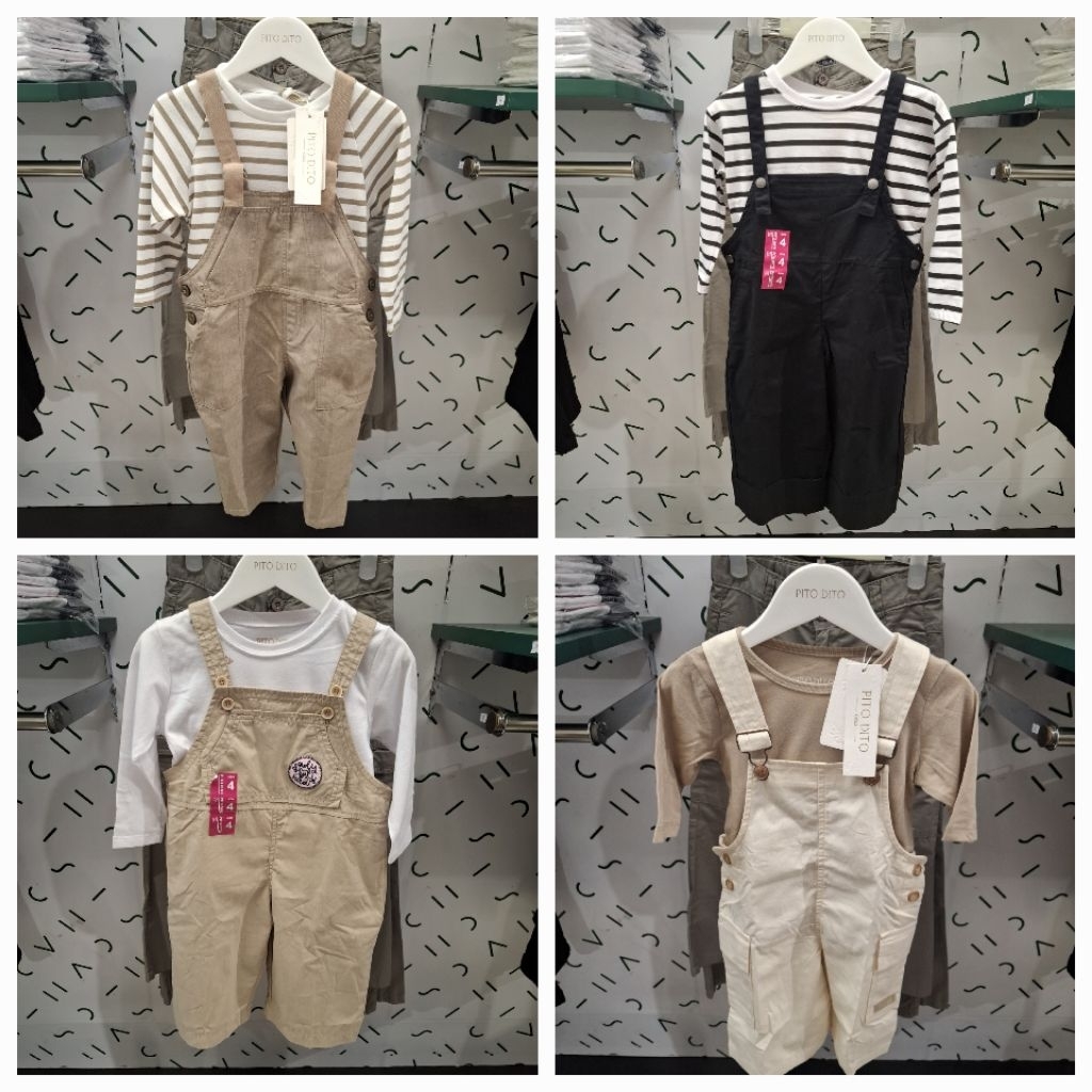 PITO DITO Girl Overall Setelan Kaos Anak Perempuan Original New