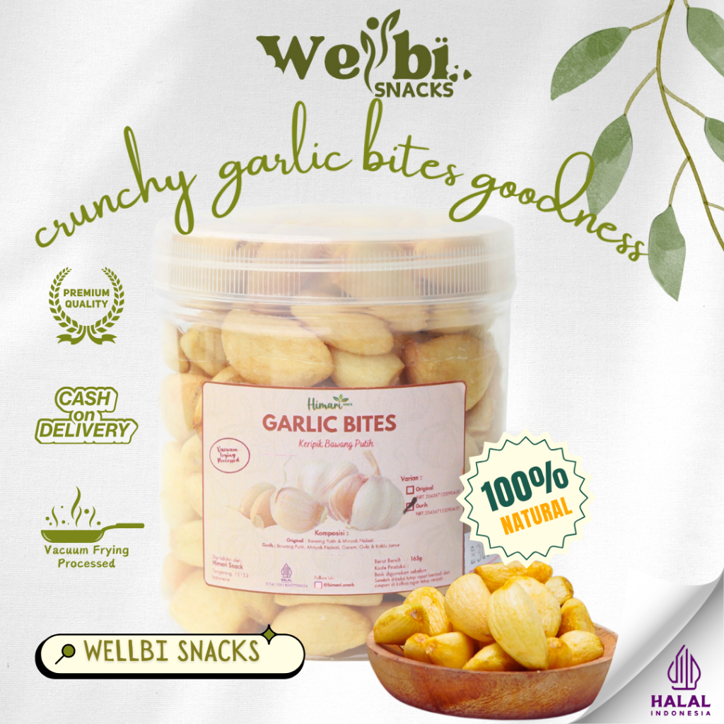 Keripik Bawang Putih Utuh Wellbi Garlic Bites Snack Cemilan Sehat Halal