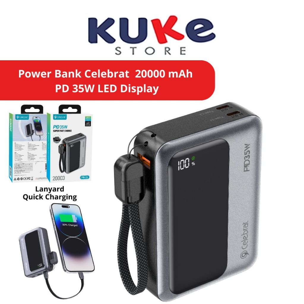 KUKE Power Bank Celebrat 20000 mAh 35W+22.5W Dual Output USB+Type-C Fast Charging Premium