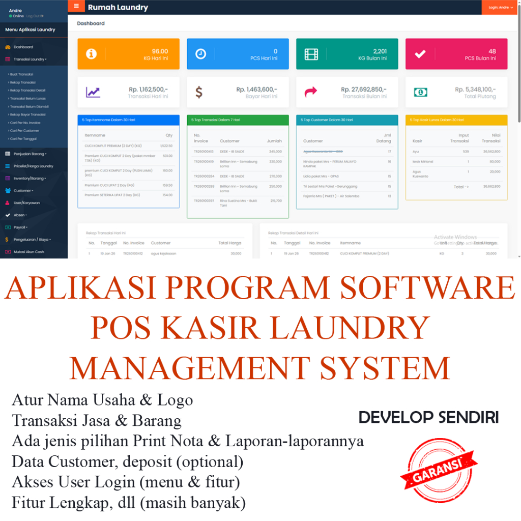 Software Aplikasi Laundry Kasir Program