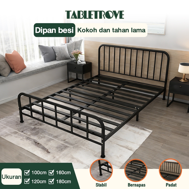 TABLETROVE Tempat Tidur Besi Tempat Tidur Dipan Ranjang Besi Rangka Ranjang  Dipan Tempat Tidur