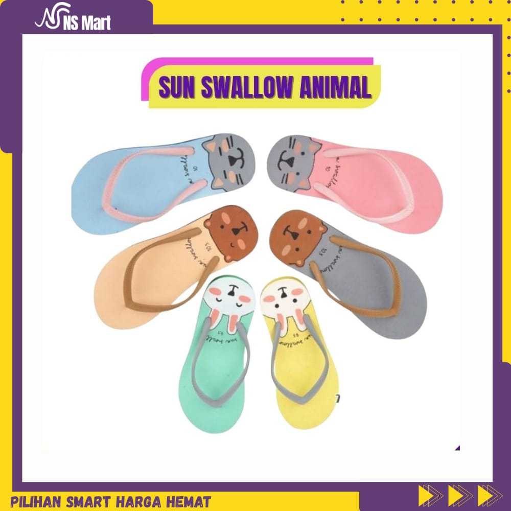 Sun Swallow Sandal Jepit Karet Wanita Sendal Animal Karakter Size Ukuran 35 36 37 38 39 40