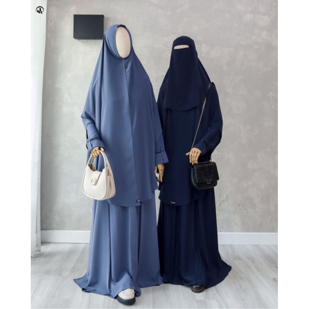 Uk Hijab Zunaira Gamis Syar'i Set hijab Anti Uv bahan Marina silk|Gamis set cadar | Gamis Lebaran | 