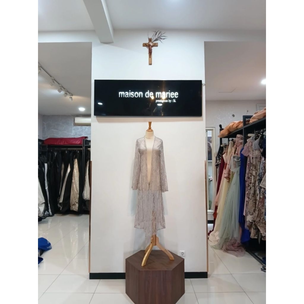 PL rompi kimono piyama tidur bahan brokat warna Mauve ungu dusty LD 80