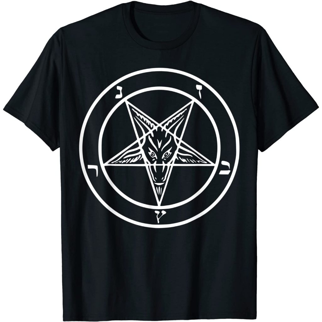 Baju Kaos Dewasa Baphometh T Shirt Pentagram Shirt Men Inverted Pentagram Tee