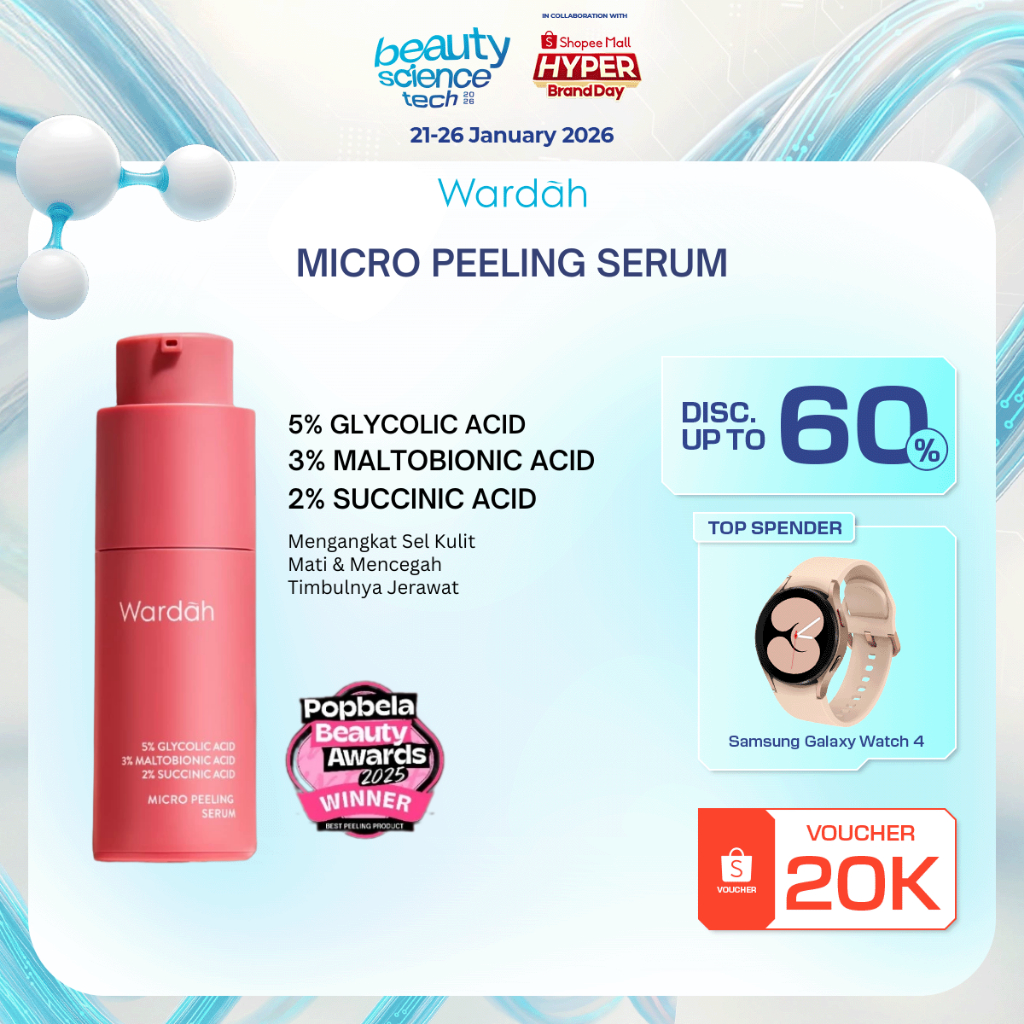 Wardah Exfo Peeling Serum 5% Glycolic Acid 3% Maltobionic Acid 2% Succinic Acid Micro - Serum Exfoli