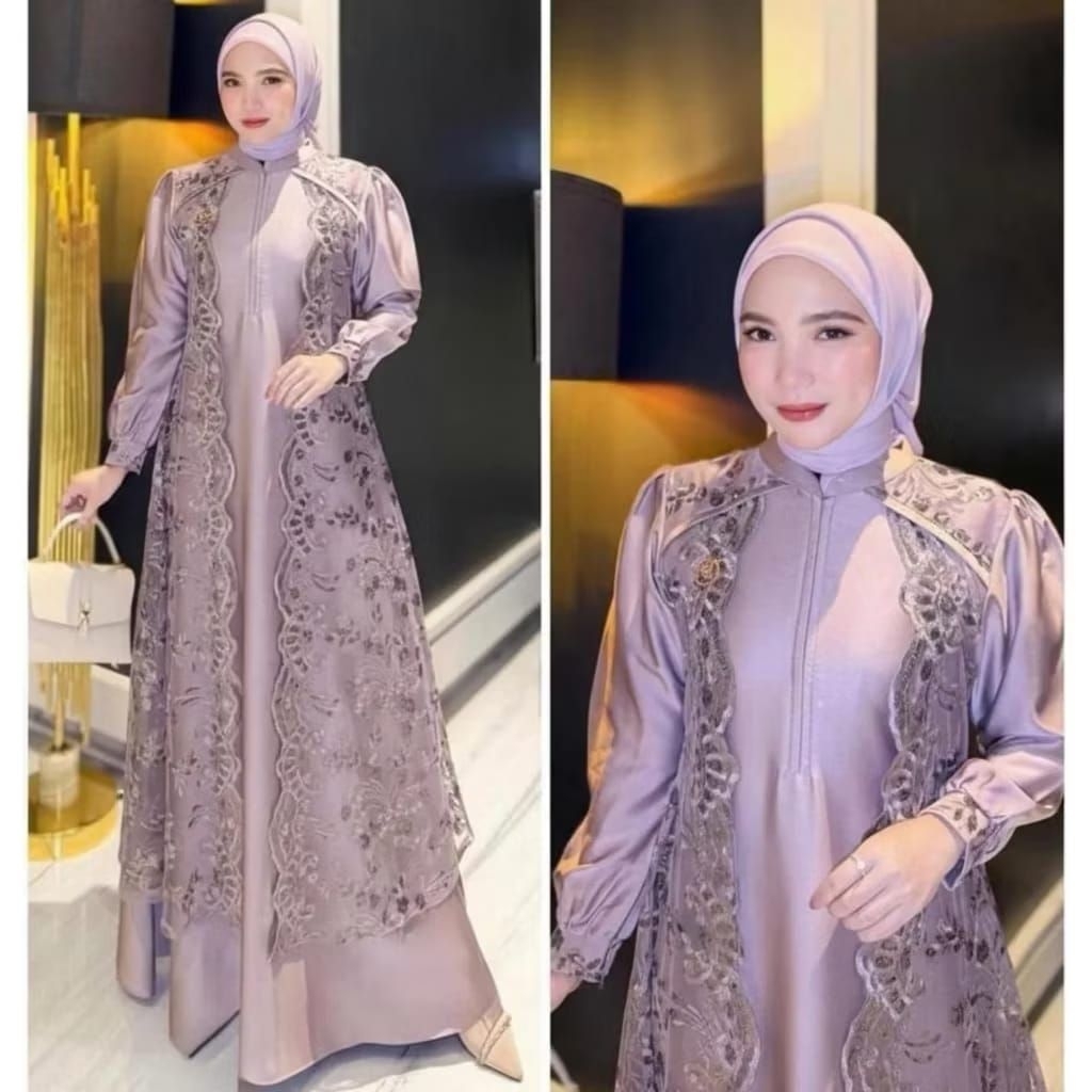 Marbela Dress Muslima Gamis Terbaru Velvet Mix Brukat Baju kodangan