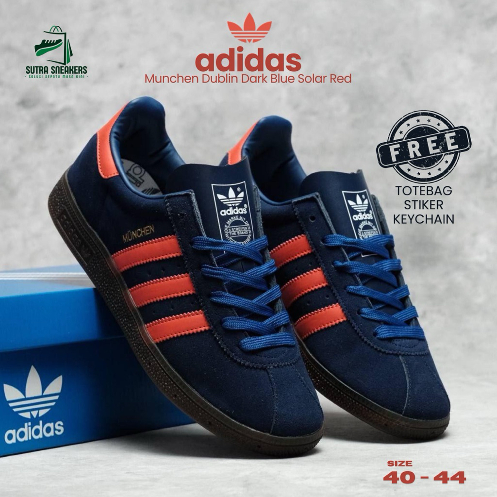 Adidas Munchen Dublin Dark Blue Solar Red Sepatu