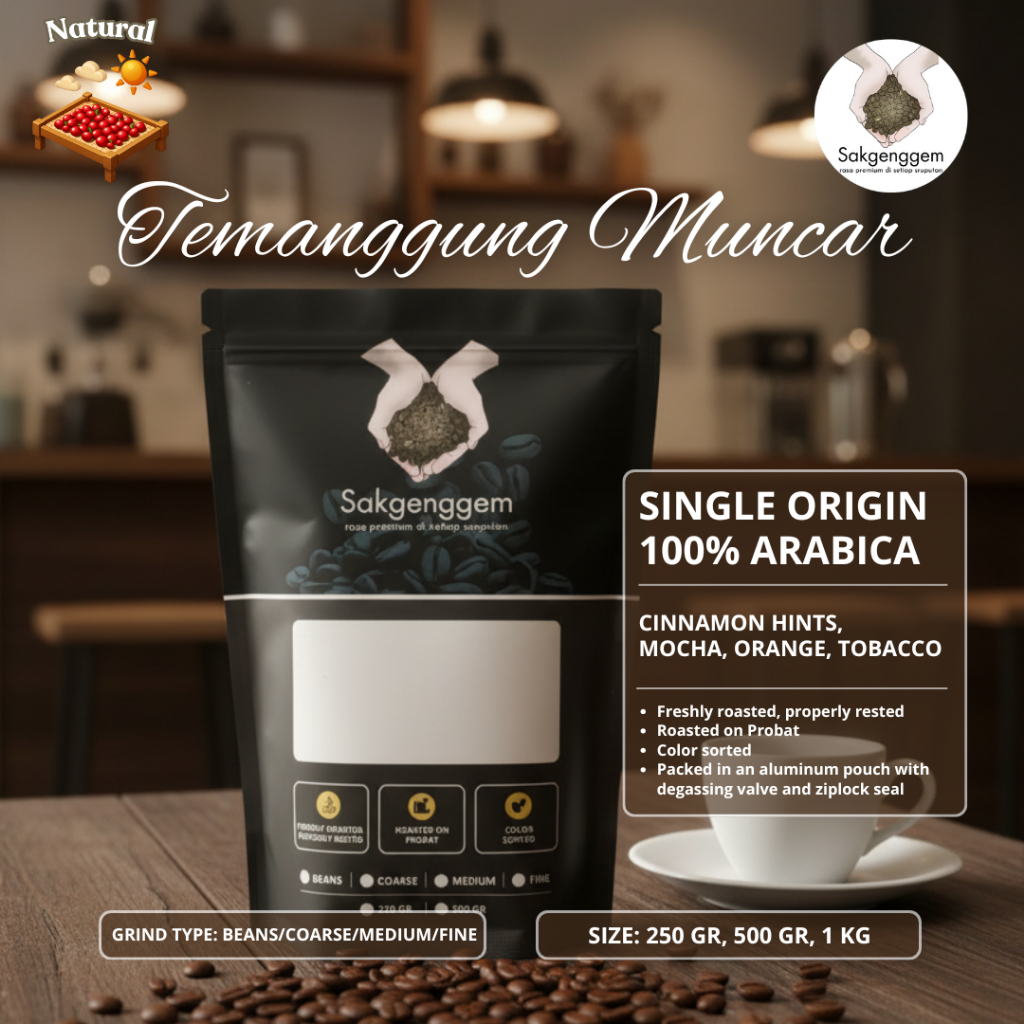 Biji Kopi Bubuk Arabika Temanggung Muncar Natural | Single Origin Coffee | Fresh Roasted