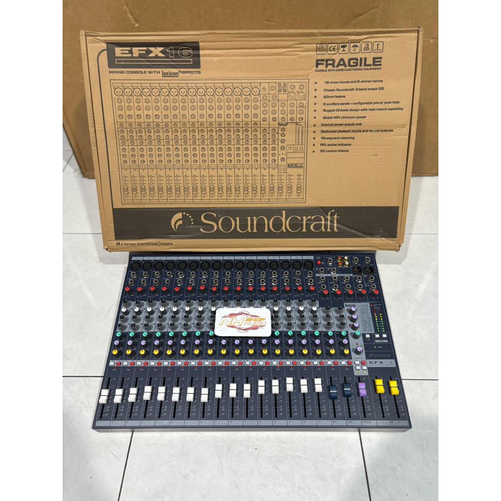 Mixer Audio Soundcraft EFX16 16 channel 4 tone 1 aux efek Reverb lexicon grade A EFX16 16 Chanel Mix
