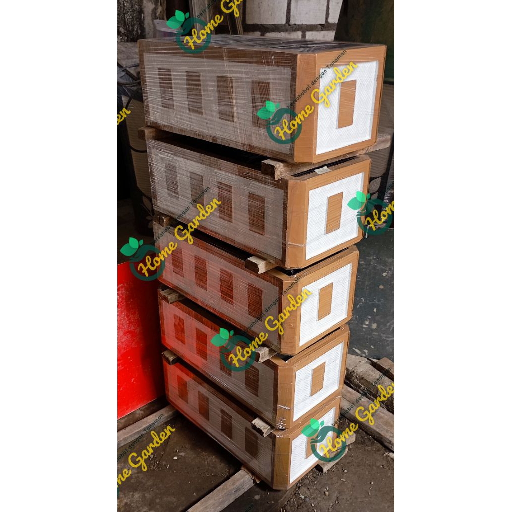 Pot Semen Kotak Panjang minimalis  Putih coklat