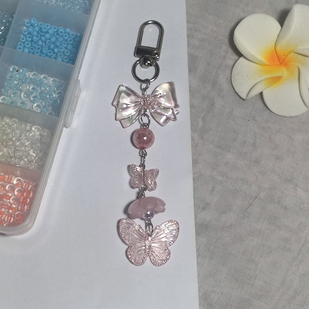 Strap phone kupu-kupu pink | Korean style strap phone