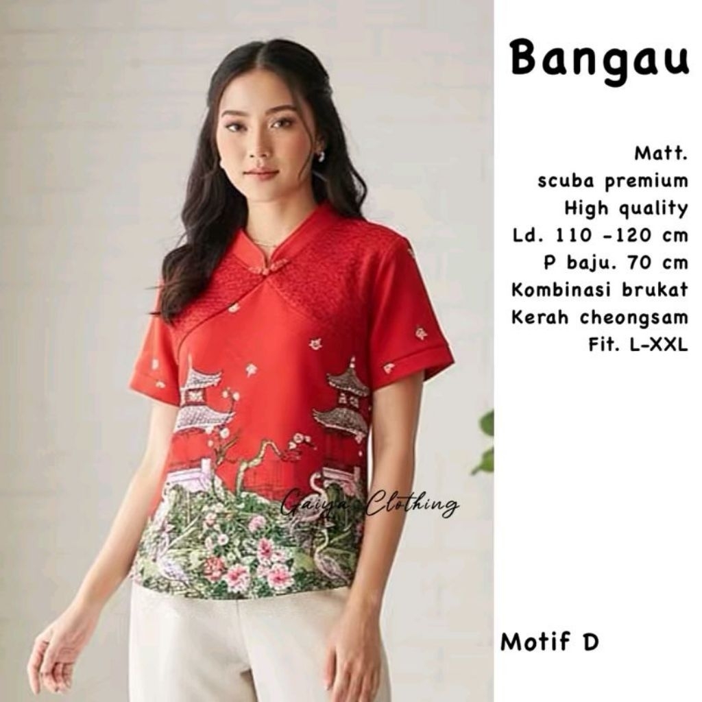 BLOUSE ATASAN JUMBO SCUBA WANITA EDISI IMLEK CHEONGSAM BLOUSE - MERAK TOP