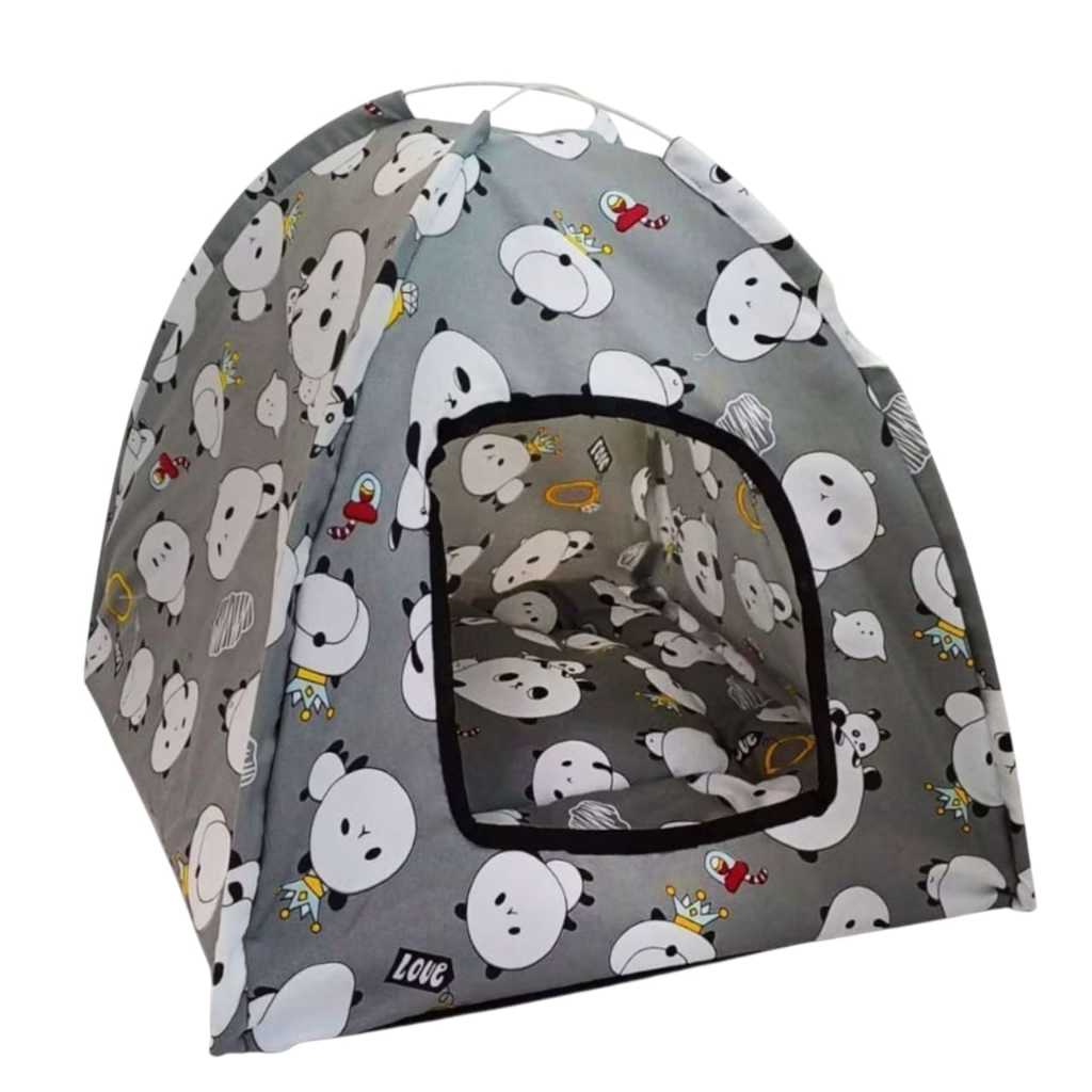 Tenda Kucing Model Tirai Uk 45x45 Bonus Kasur Kokoh Portable Bisa Dicuci