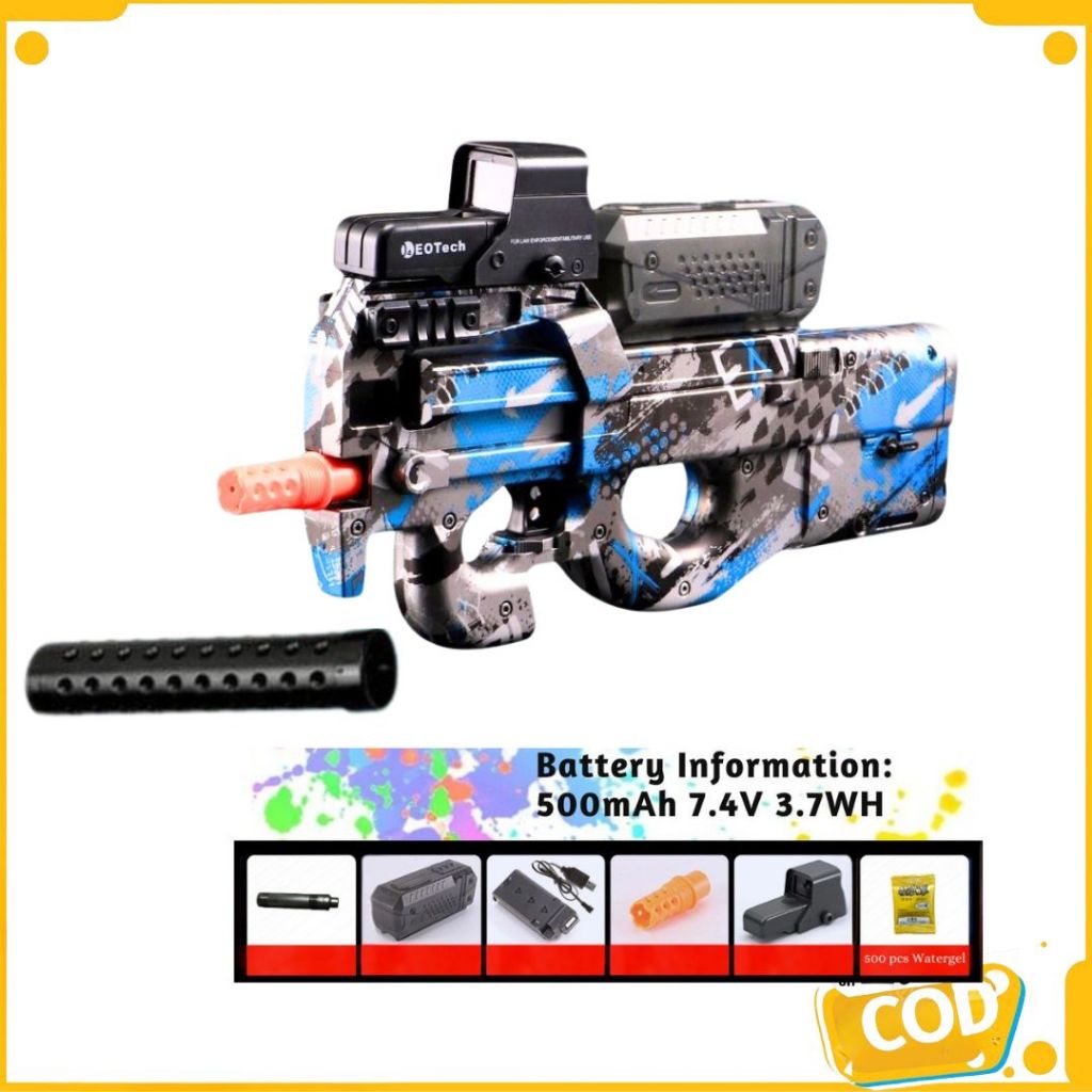 Mainan Anak Elektrik Rechargeable P90 LED Scope ABS