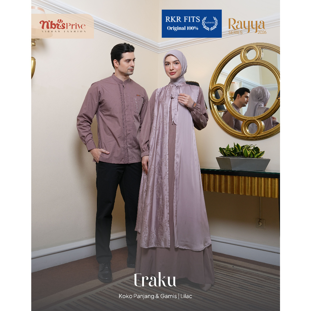 Couple Nibras Eraku Lilac NBRS Prive | Gamis & Midi Dress Wanita + Koko Pria Lengan Panjang/Pendek