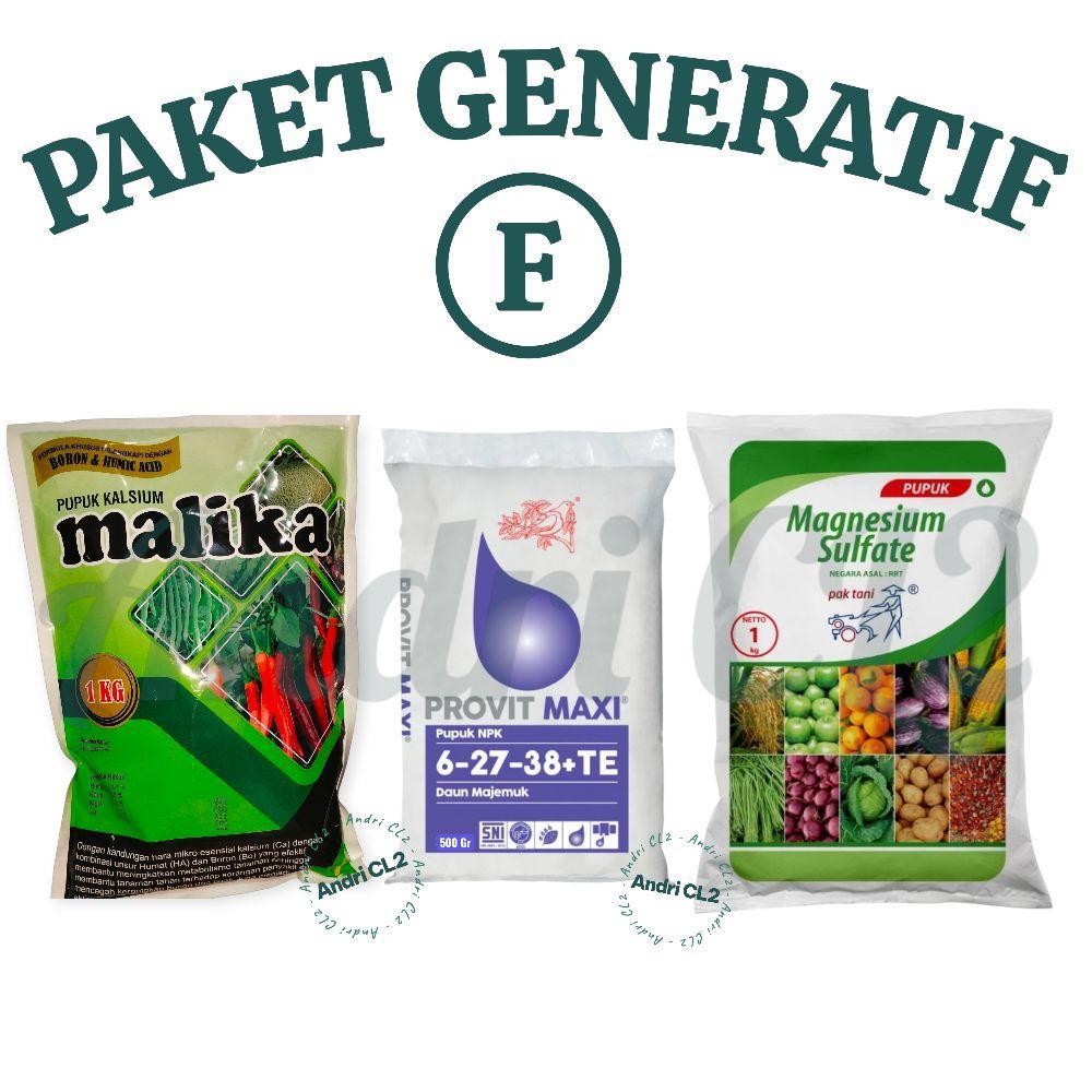 Pupuk PAKET GENERATIF F,  isi paket 3  pcs MALIKA 1kg + Magnesium sulfat pak tani 1 kg + meroke PROV