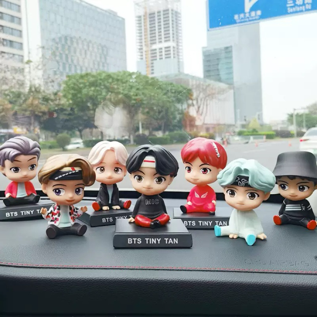 Bobble head BTS tinytan drop mic pajangan kepala goyang dashboard mobil
