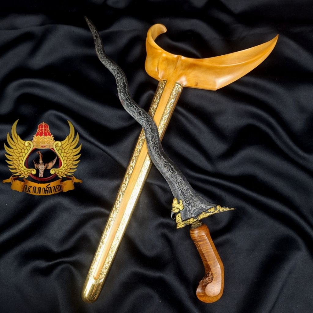 Kris Nogo Liman Kinatah Emas Asli Pamor Kulit Semongko Tangguh Cirebon Sepuh