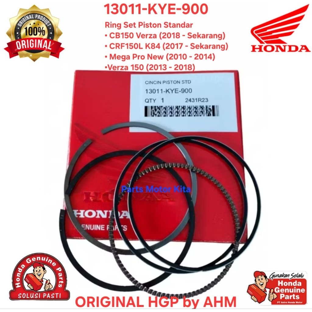 13011KYE900 Ring Set Piston Ring Seher Standar Honda CB150 Verza (2018 - Sekarang), CRF150L K84 (201