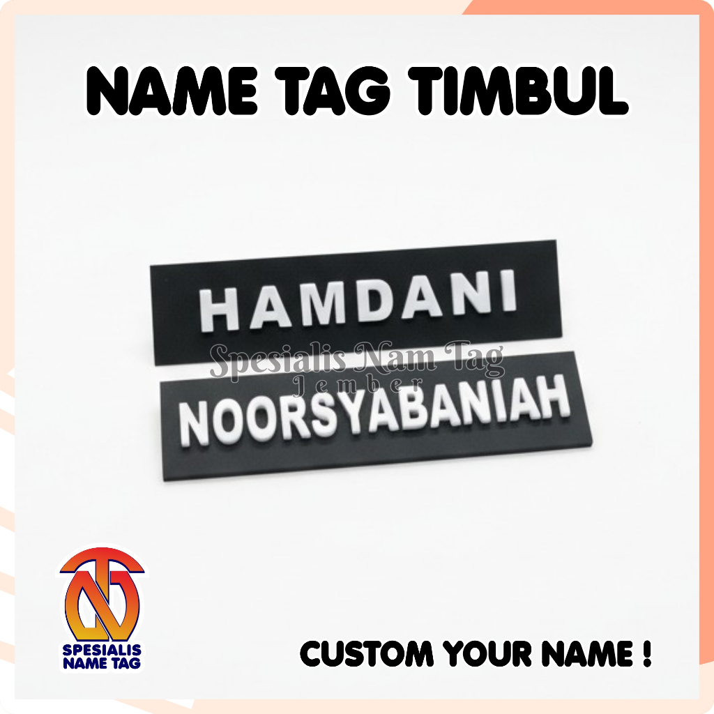Name Tag 3D Timbul Dan Non Timbul Papan Nama Timbul Nama Dada 3D Papan Nama Akrilik Nama Dada Costum