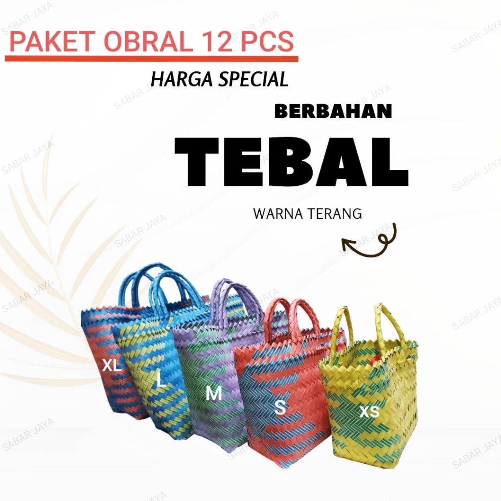 PAKET OBRAL 1 LUSIN (12PCS) TOTE BAG ANYAMAN PLASTIK BUAT Bingkisan slamatan Tahlilaan bingkisan sov