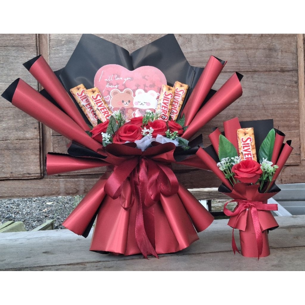 Buket coklat silverqueen kado valentine / kado pacar / kado ulang tahun
