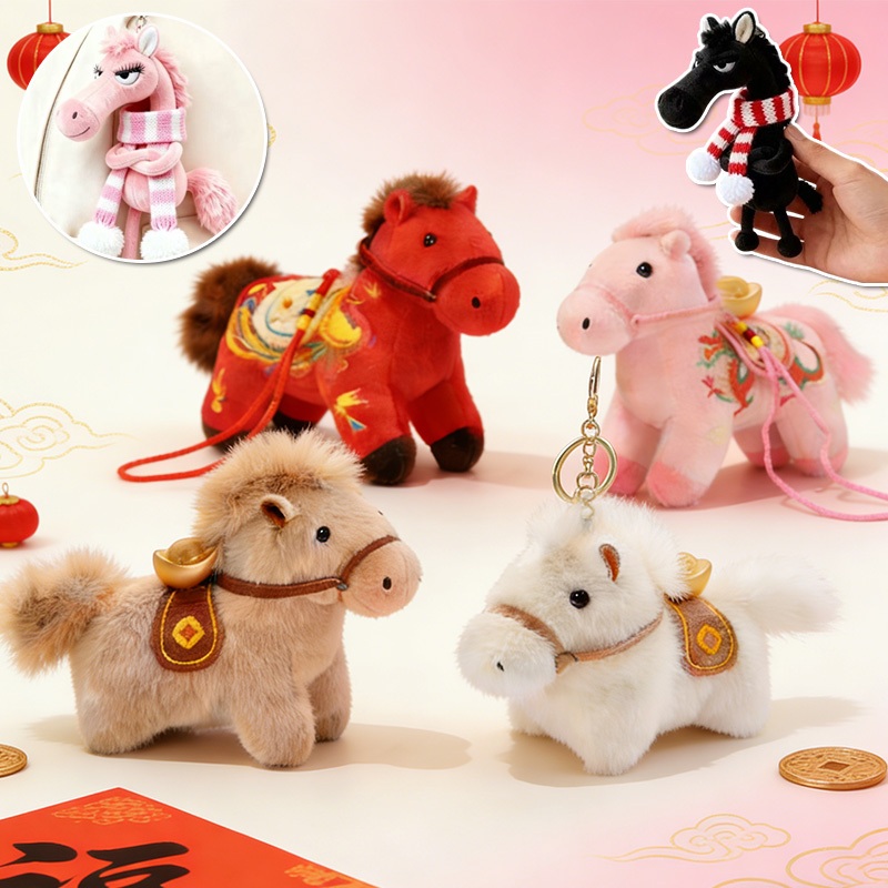 Saddle Ponies Bag Charm Gantungan Tas Equestrian Plush Toy Doll Boneka Gantungan Kunci Kuda Keberunt