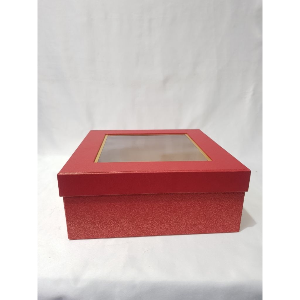 Box Lapis Legit Merah List Gold/Hard Box untuk Cake Hampers 22x22x8