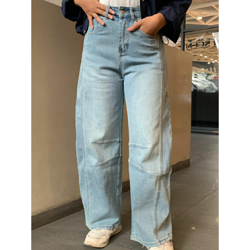 Celana Jeans Wanita - Jeans Barrel Wanita - Barrel Soft Denim - Hippie Fashion